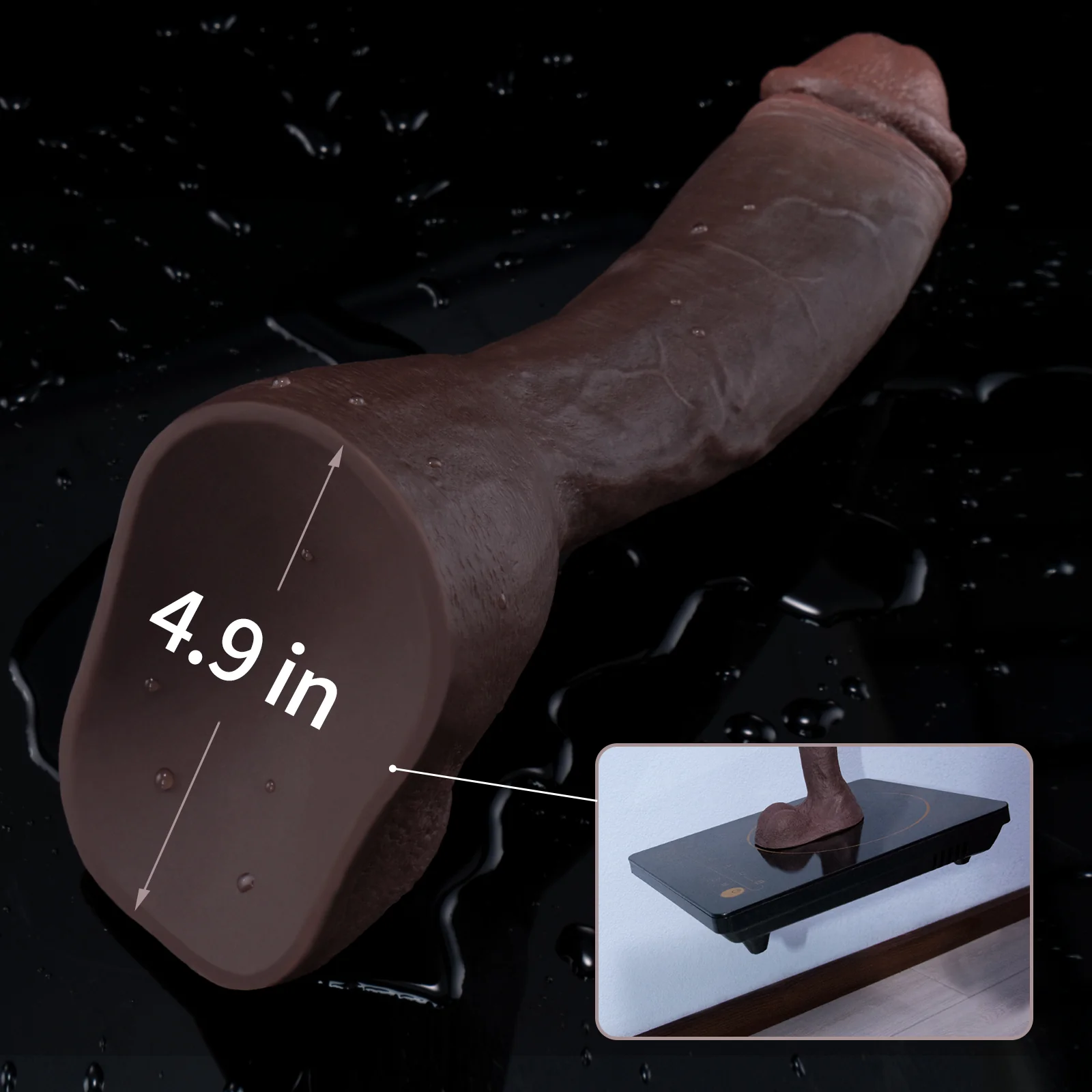QUTOYS 9.2in Handmade Realistic Silicone Dildo-Black - Image 5