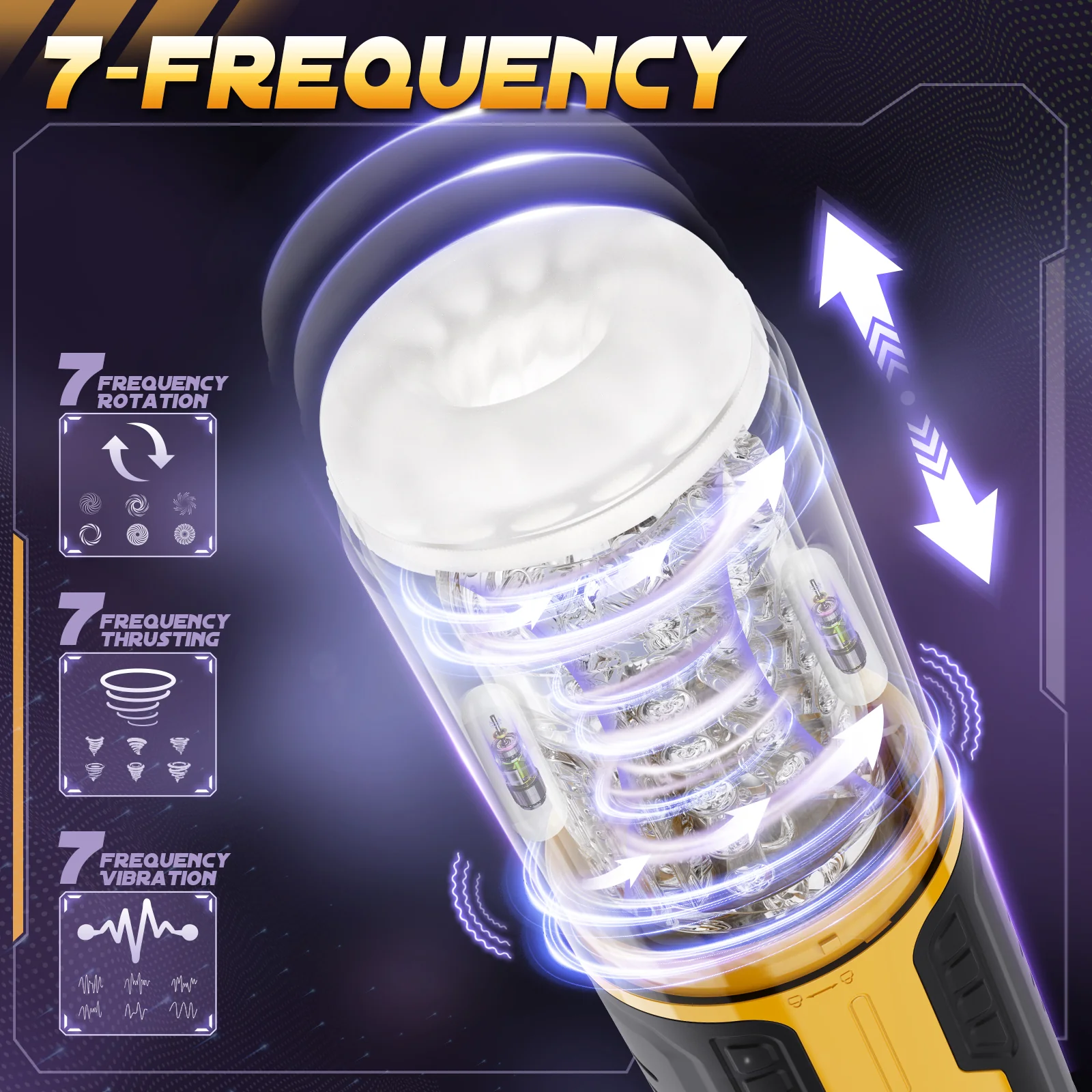 Bumblebee-Masturbator ( 7*Rotating&Thrusting+7*Vibrator+One-button Burst) - Image 3
