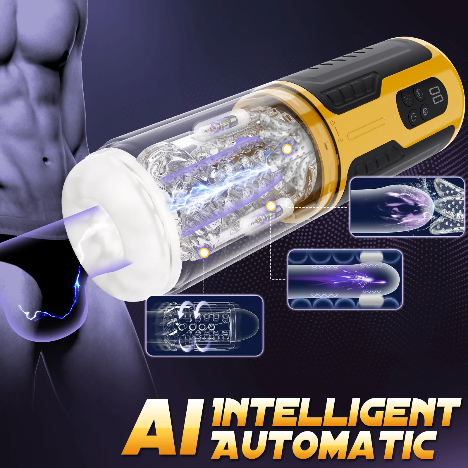 Bumblebee-Masturbator ( 7*Rotating&Thrusting+7*Vibrator+One-button Burst) - Image 4