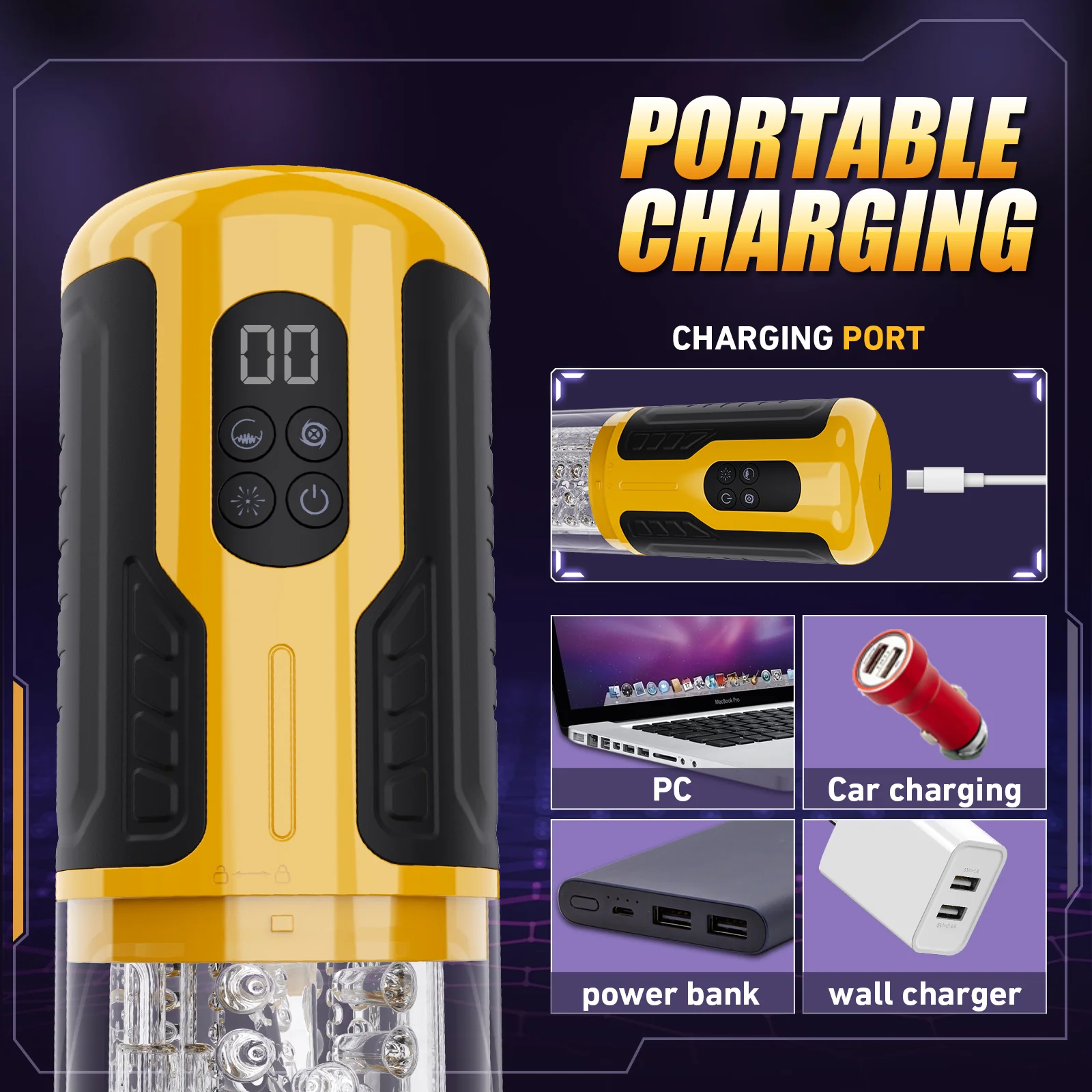 Bumblebee-Masturbator ( 7*Rotating&Thrusting+7*Vibrator+One-button Burst) - Image 5