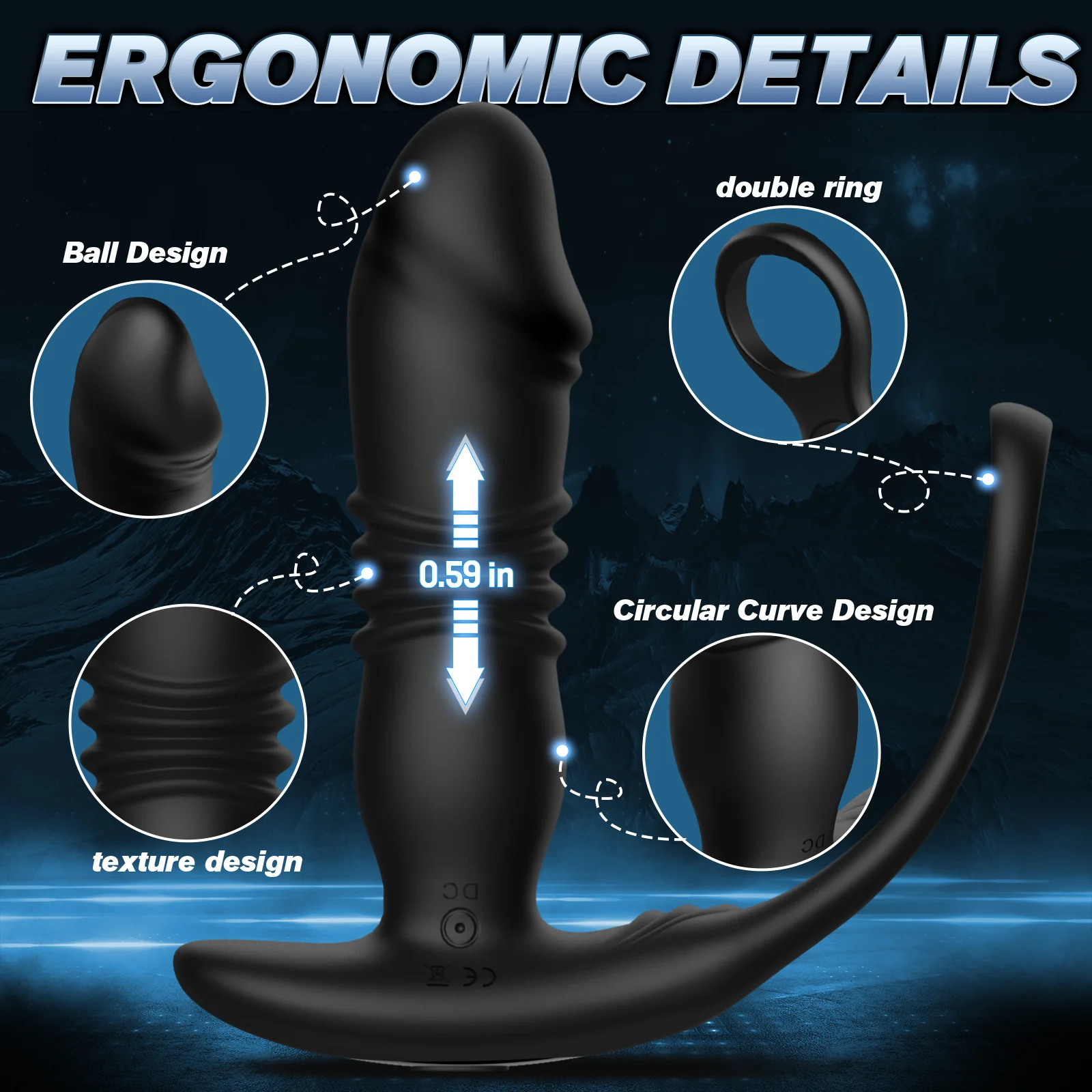 Knight-12 Vibrating & 12 Thrusting Silicone Anal Vibrator - Image 6