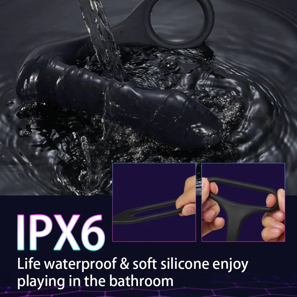 QUTOYS 10 Thrilling Vibration 3 Thrusting Silicone Cock Ring Anal Vibrator - Image 5