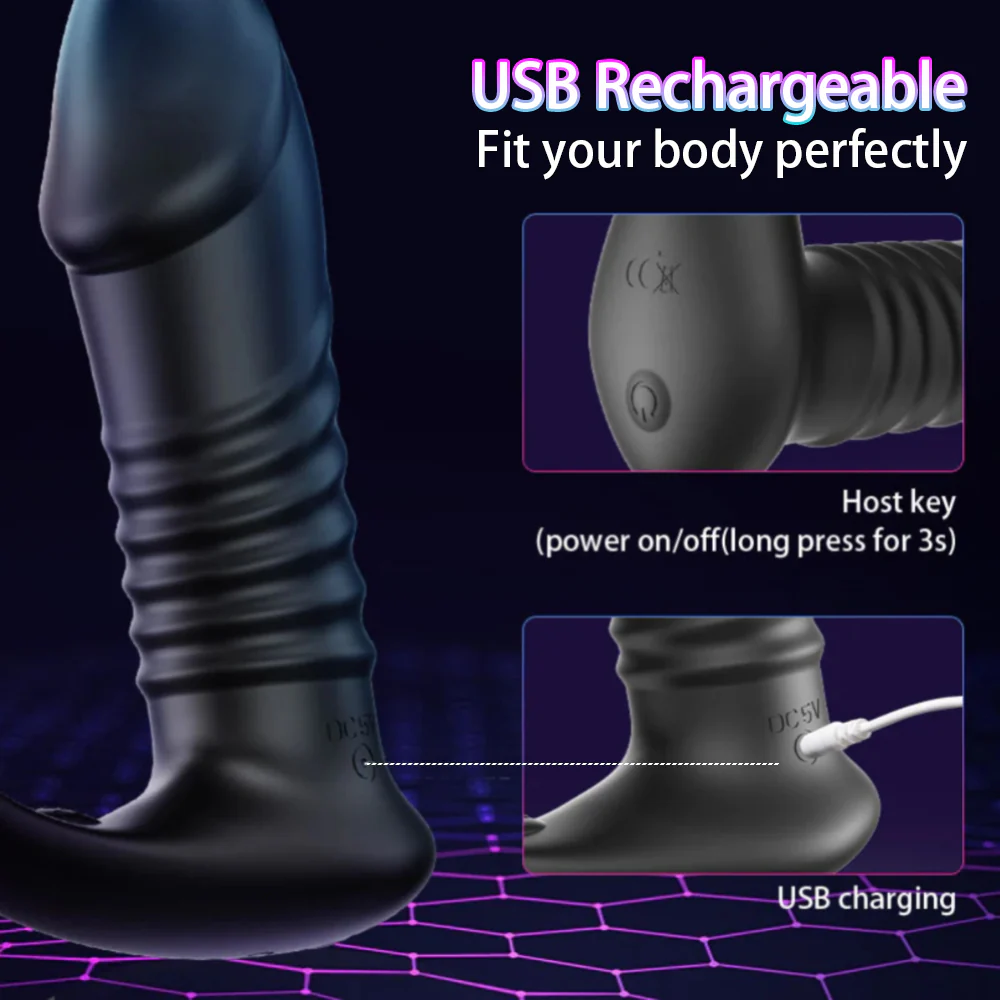 QUTOYS 10 Thrilling Vibration 3 Thrusting Silicone Cock Ring Anal Vibrator - Image 6