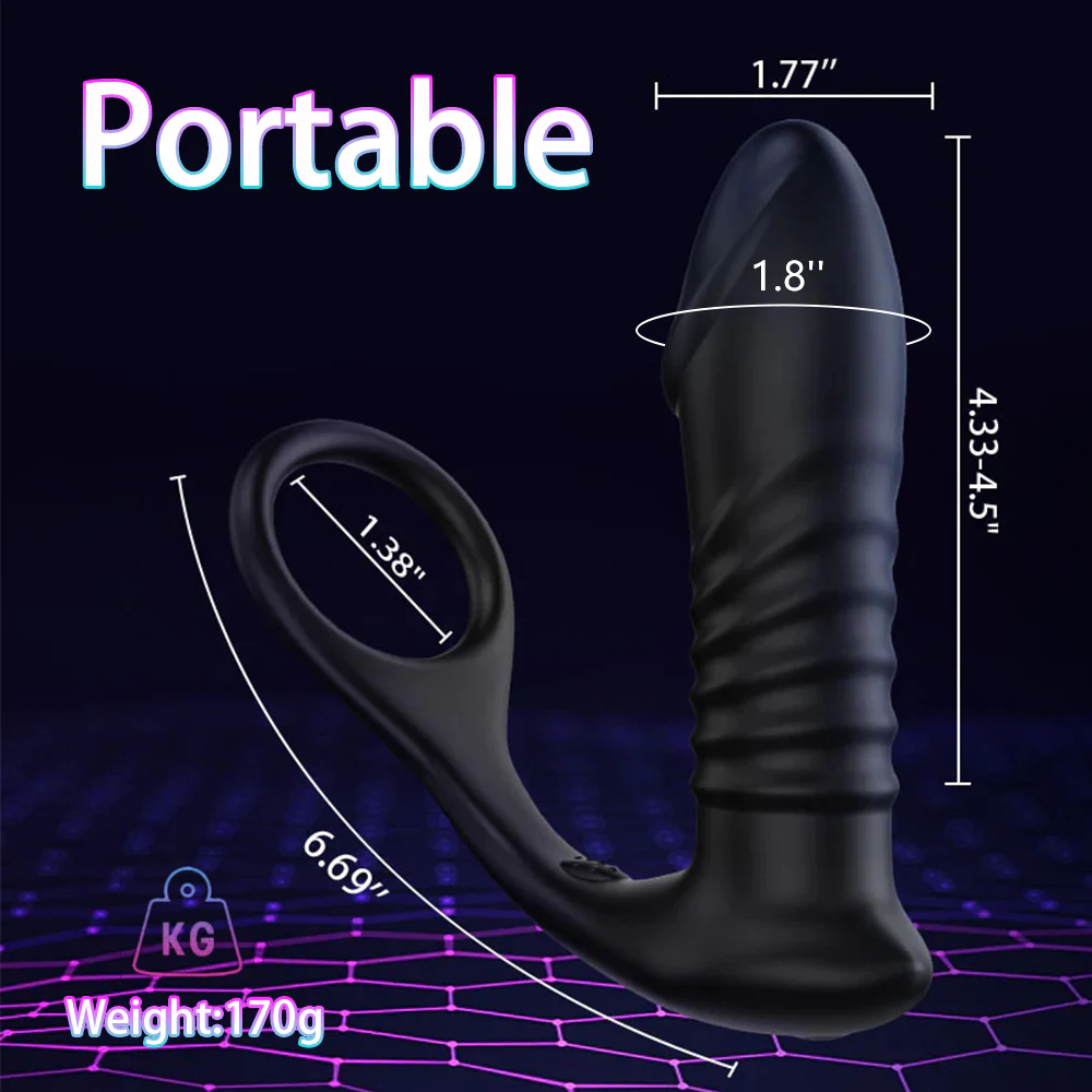 QUTOYS 10 Thrilling Vibration 3 Thrusting Silicone Cock Ring Anal Vibrator - Image 7