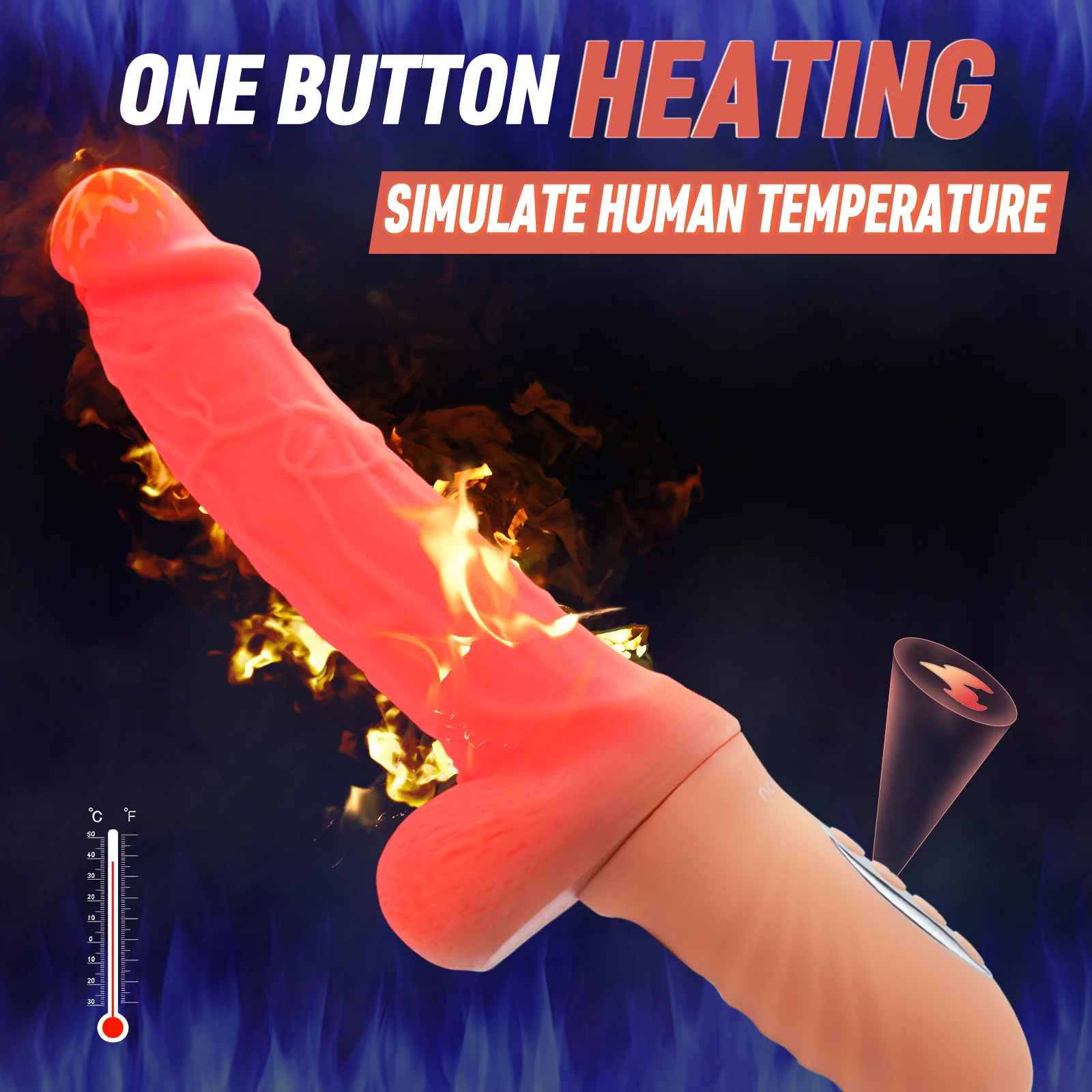 QUTOYS 4 in 1 Versatile Rotating Thrusting Vibrating Heating Dildo with Suction cup - Image 5