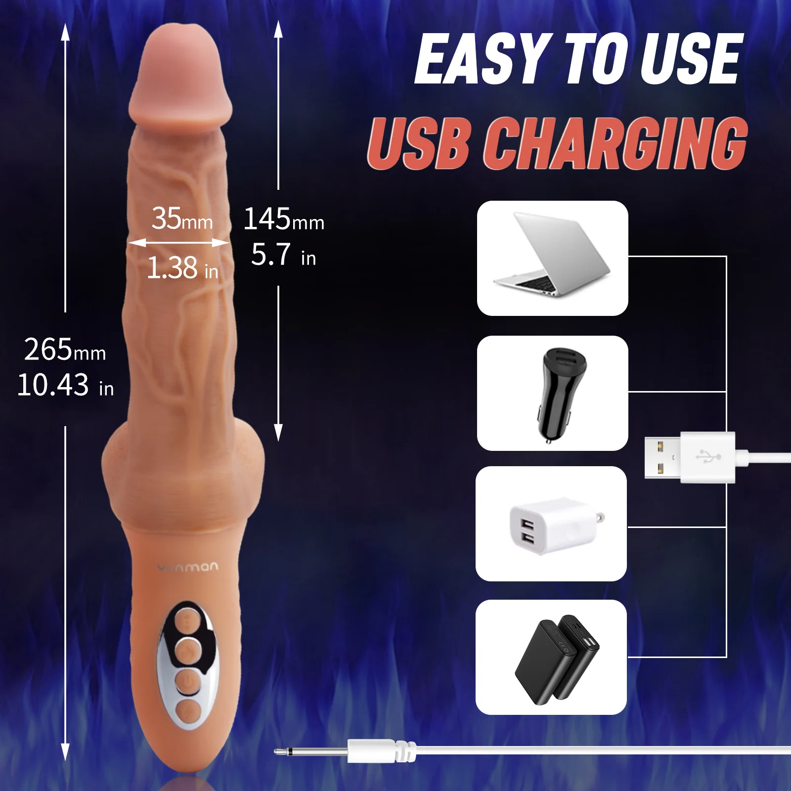 QUTOYS 4 in 1 Versatile Rotating Thrusting Vibrating Heating Dildo with Suction cup - Image 7
