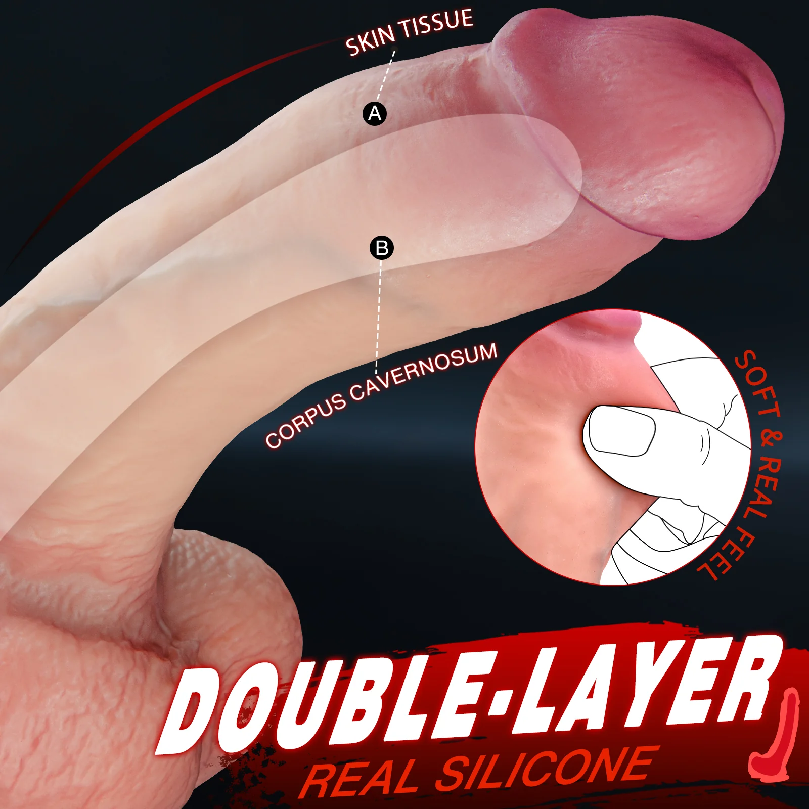 MR.J-Sensual Curved Double Layer Silicone Dildo-White - Image 3