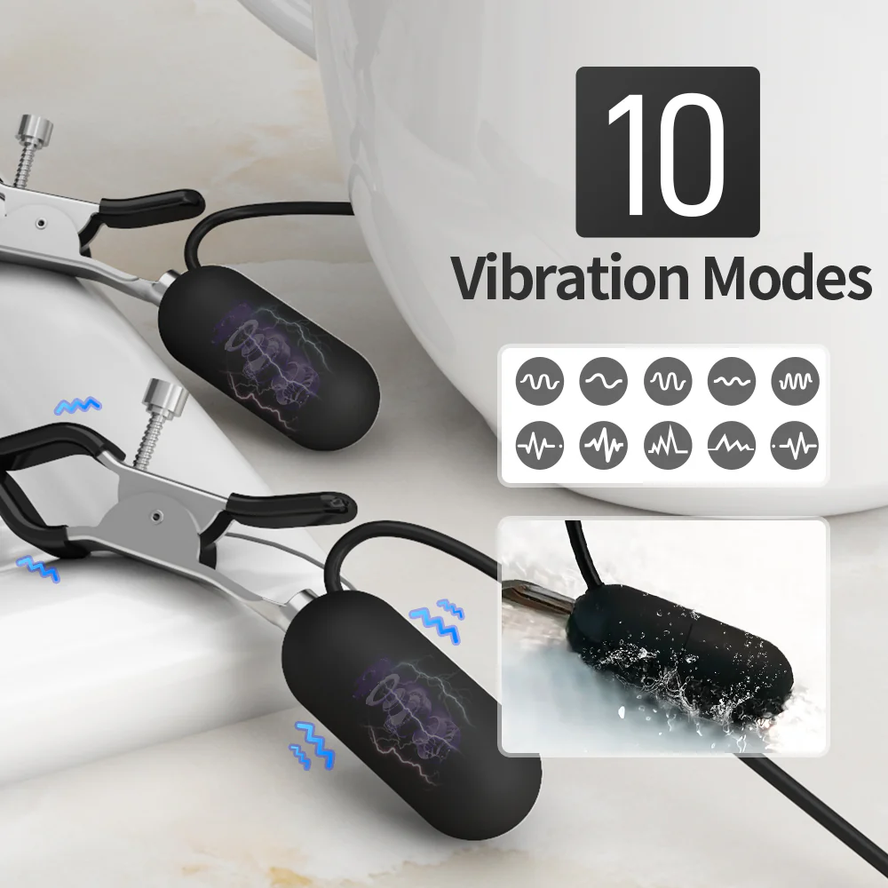 QUTOYS Vibrating Nipple Clamps with 10 Different Modes - Image 3